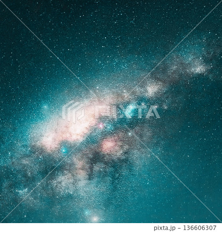 night sky with moon and mountains, nature background 136606307