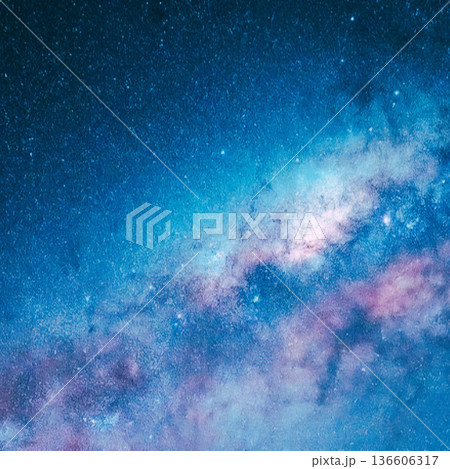 night sky with moon and mountains, nature background 136606317