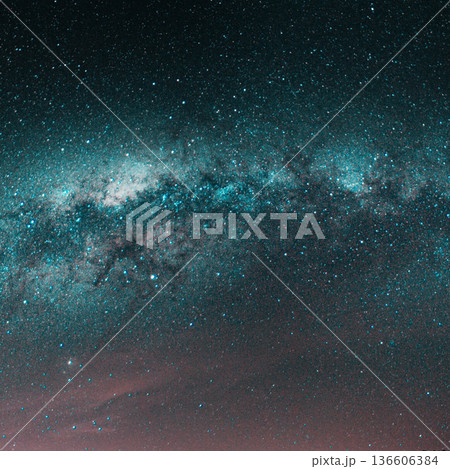 night sky with moon and mountains, nature background 136606384