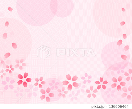 春のイラスト素材　桜舞う綺麗なフレーム　3 136606464