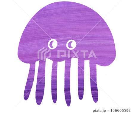シンプルな手描き風かわいいクラゲのアイコン シンプルな手描き風かわいいクラゲのアイコン 136606592