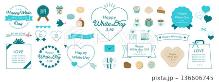 ホワイトデーのデザインアイデアセット　白背景 136606745