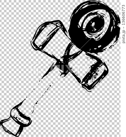 Hand-drawn ink-style icon illustration of a kendama 136606773