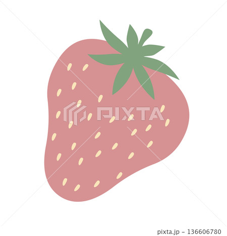 かわいい苺のイラスト素材 かわいい苺のイラスト素材 136606780