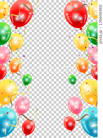 彩色氣球框，五彩紙屑，閃光，可愛，豎向 136606960