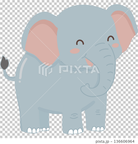 A cute little elephant is smiling for decoration on World Wildlife Day. 136606964