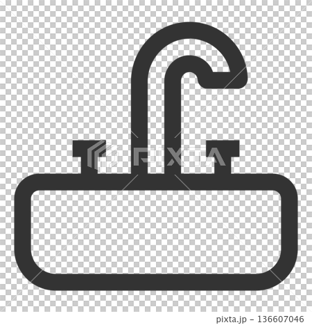 Washbasin icon (simple, line drawing, monochrome) 136607046