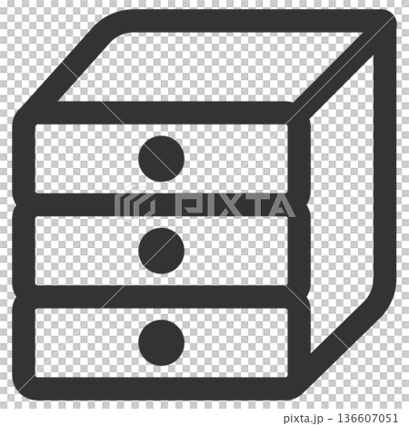 Chest of drawers icon (simple, line drawing, monochrome) Chest of drawers icon (simple, line drawing, monochrome) 136607051