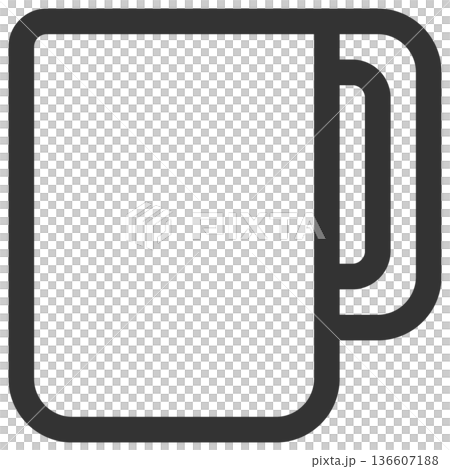 コップ　カップ　アイコン（シンプル・線画・モノクロ） 136607188