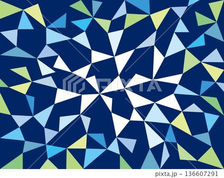 幾何学模様　三角形　カラフル　ネイビー　水色　白色 136607291