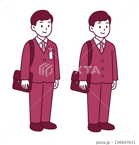 新しい学校に入学する男子学生 新しい学校に入学する男子学生 136607631