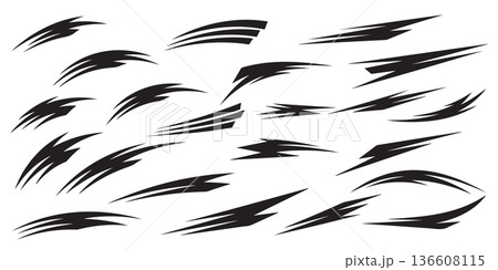 Abstract Black Brush Stroke Speed Lines Vector Set 136608115