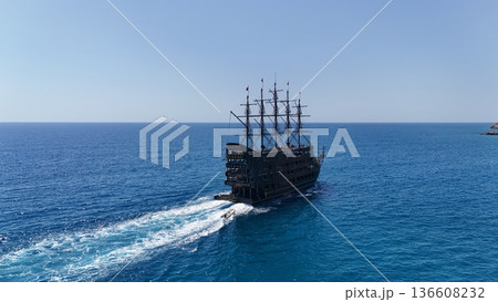 Beach ship sea. Old sailing ship. High quality photo 136608232