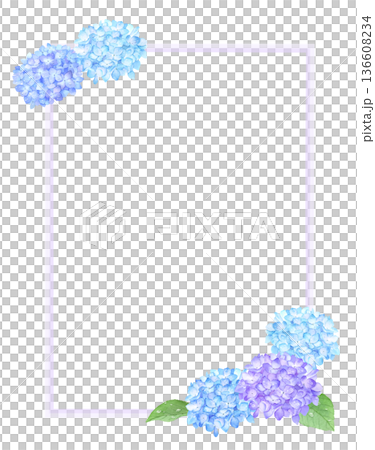 水彩で描いた雨粒のあるアジサイのフレーム 136608234