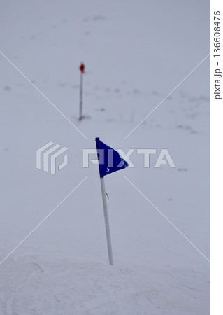 Snowy ski barrier. High quality photo 136608476