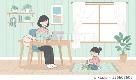 ワークスペースで育児もこなす、穏やかな日常 136608605