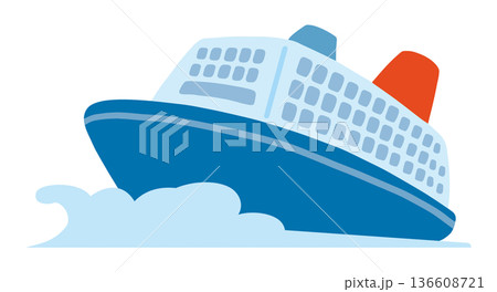 クルーズ船の手描きベクターイラスト 136608721