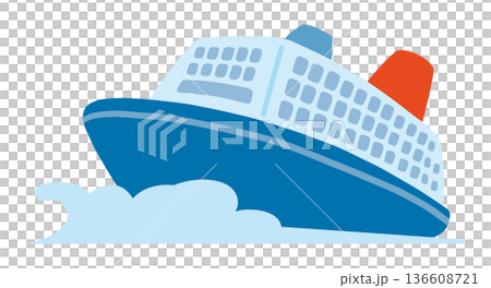 クルーズ船の手描きベクターイラスト 136608721