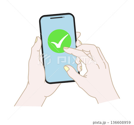 スマホを操作する手 136608959