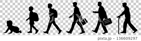 Male growth process silhouette set (from baby to elderly) Male growth process silhouette set (from baby to elderly) 136609297