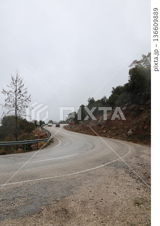 Misty mountain road. High quality photo Misty mountain road. High quality photo 136609889