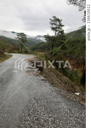 Misty mountain road. High quality photo Misty mountain road. High quality photo 136610012