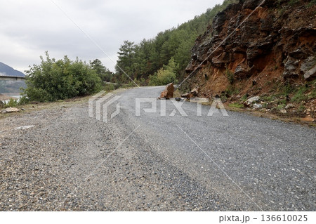 Misty mountain road. High quality photo Misty mountain road. High quality photo 136610025