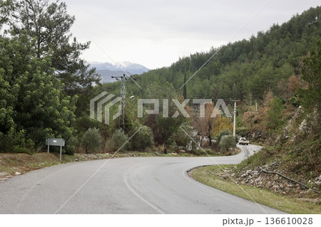 Misty mountain road. High quality photo Misty mountain road. High quality photo 136610028