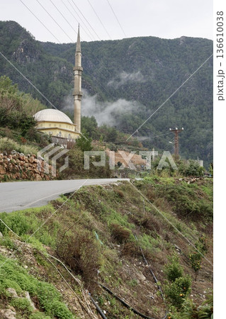 Misty mountain road. High quality photo Misty mountain road. High quality photo 136610038