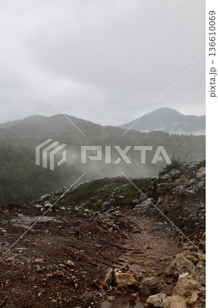 Misty mountain road. High quality photo Misty mountain road. High quality photo 136610069