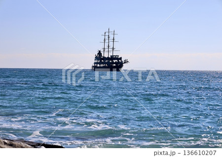 Pirate ship coast tourists, tour, sea tour Pirate ship coast tourists, tour, sea tour 136610207