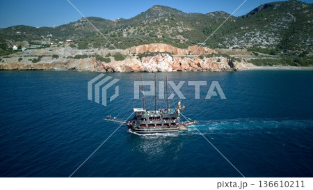 Pirate ship coast tourists, tour, sea tour Pirate ship coast tourists, tour, sea tour 136610211