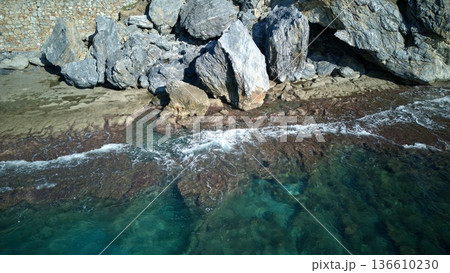 Cliffside forest coastline. High quality photo 136610230