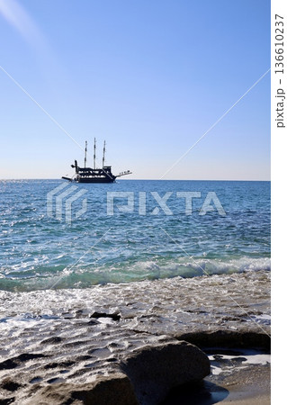 Pirate ship coast tourists, tour, sea tour Pirate ship coast tourists, tour, sea tour 136610237