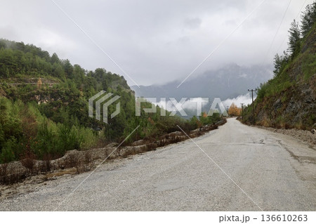 Misty mountain road. High quality photo 136610263