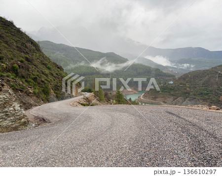 Misty mountain road. High quality photo Misty mountain road. High quality photo 136610297