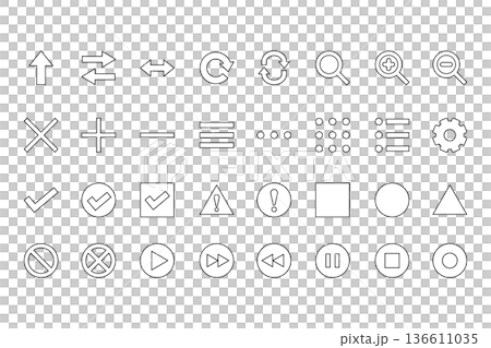 アプリUI基本操作の32種のアイコンセット アプリUI基本操作の32種のアイコンセット 136611035
