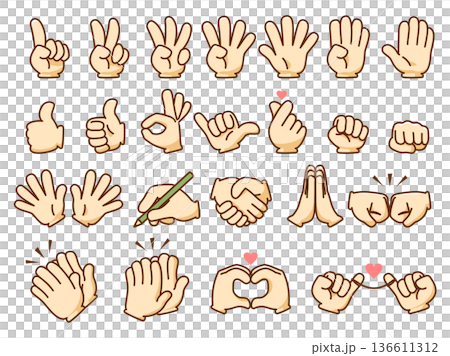 Hand icon set color Hand icon set color 136611312