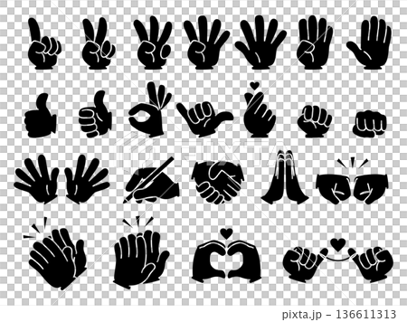 Hand icon set silhouette Hand icon set silhouette 136611313