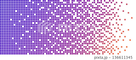 Neon AI pixel fade gradient bg. Blue, pink and purple gradient background. Abstract digital pattern with square elements grid. Vibrant cyber futuristic texture. Modern vector illustration 136611345