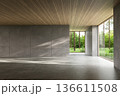 Minimal style empty loft room with polished concrete walls 3d render. 136611508