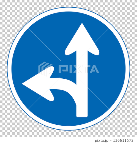 指示標誌：禁止偏離指定方向 136611572