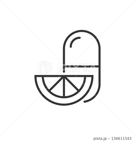 Vitamin pill note icon in flat style. Capsule vector illustration on white isolated background. Antibiotic sign business concept. 136611583