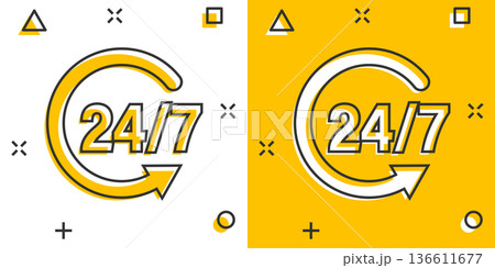 Clock icon in comic style. Watch cartoon vector illustration on white isolated background. Timer splash effect business concept. Clock icon in comic style. Watch cartoon vector illustration on white isolated background. Timer splash effect business concept. 136611677