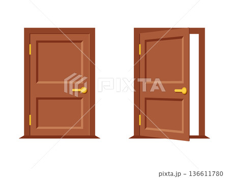 Entrance and doorways icon in flat style. Entry vector illustration on isolated background. Door sign business concept. Entrance and doorways icon in flat style. Entry vector illustration on isolated background. Door sign business concept. 136611780