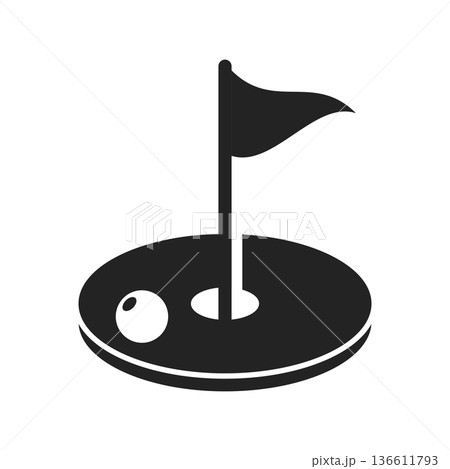Golfing field icon in flat style. Golfer vector illustration on isolated background. Golf equipment sign business concept. 136611793