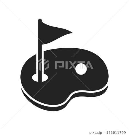 Golfing field icon in flat style. Golfer vector illustration on isolated background. Golf equipment sign business concept. Golfing field icon in flat style. Golfer vector illustration on isolated background. Golf equipment sign business concept. 136611799
