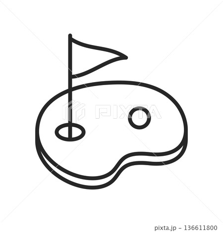 Golfing field icon in flat style. Golfer vector illustration on isolated background. Golf equipment sign business concept. 136611800