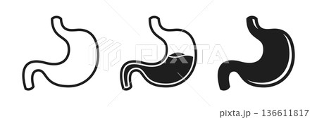 Gerd stomach icon set collection in flat style. Reflux vector illustration on isolated background. Esophageal organ sign business concept. Gerd stomach icon set collection in flat style. Reflux vector illustration on isolated background. Esophageal organ sign business concept. 136611817