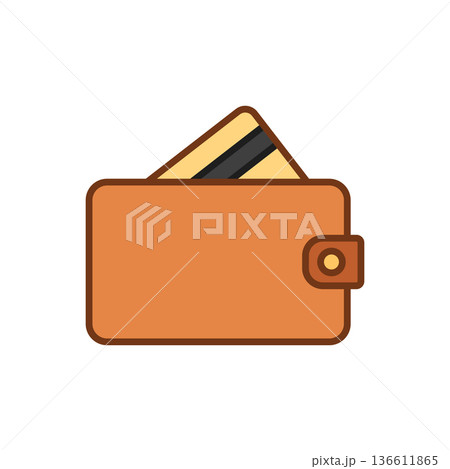 Wallet with paper bills icon in flat style. Money bag vector illustration on isolated background. Financial accessory sign business concept. Wallet with paper bills icon in flat style. Money bag vector illustration on isolated background. Financial accessory sign business concept. 136611865